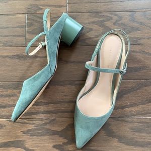 Suede slingback heels